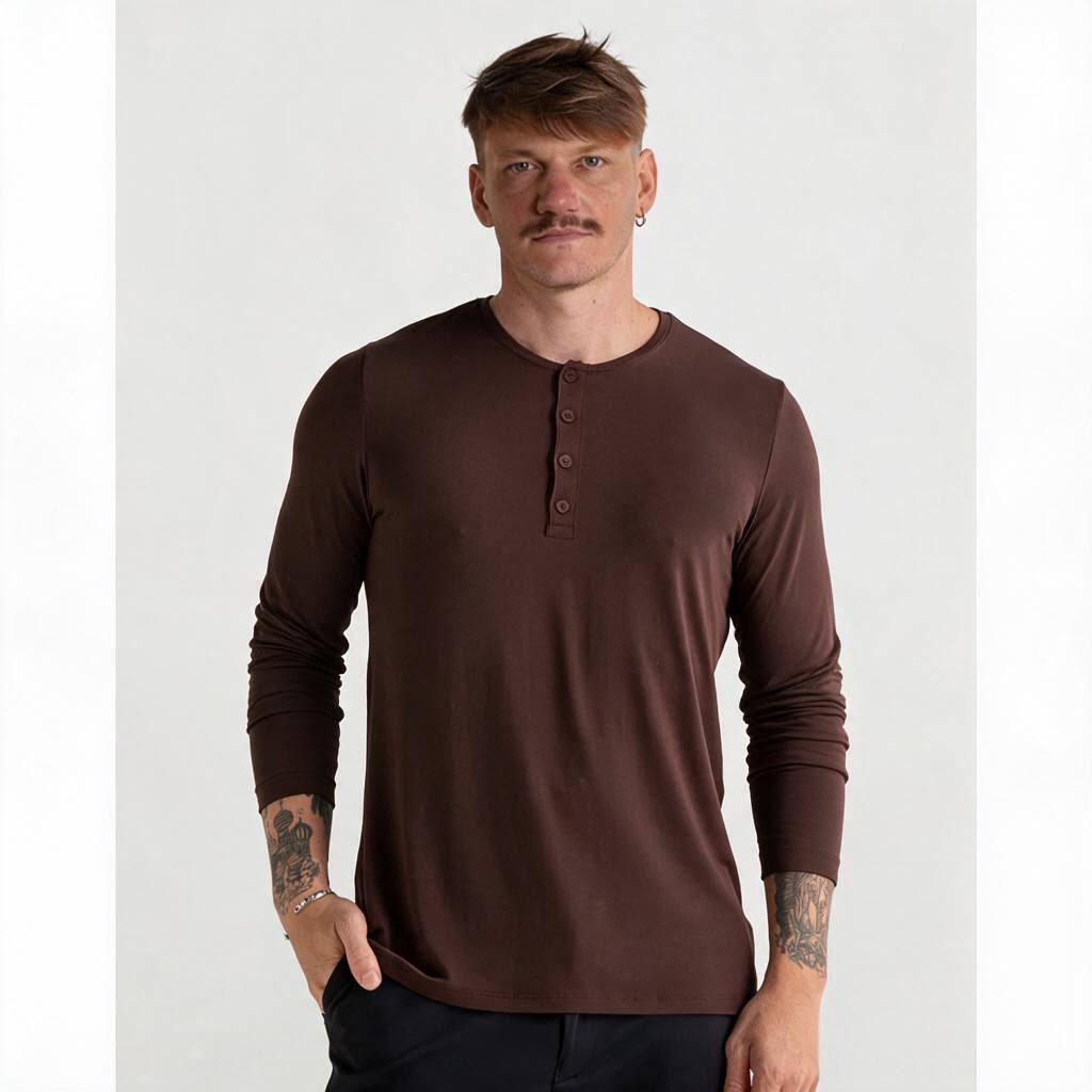 Camiseta Tec Henley Long Sleeve