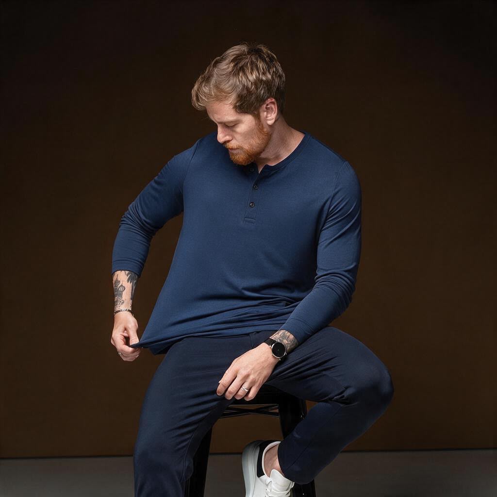 Camiseta Tec Henley Long Sleeve